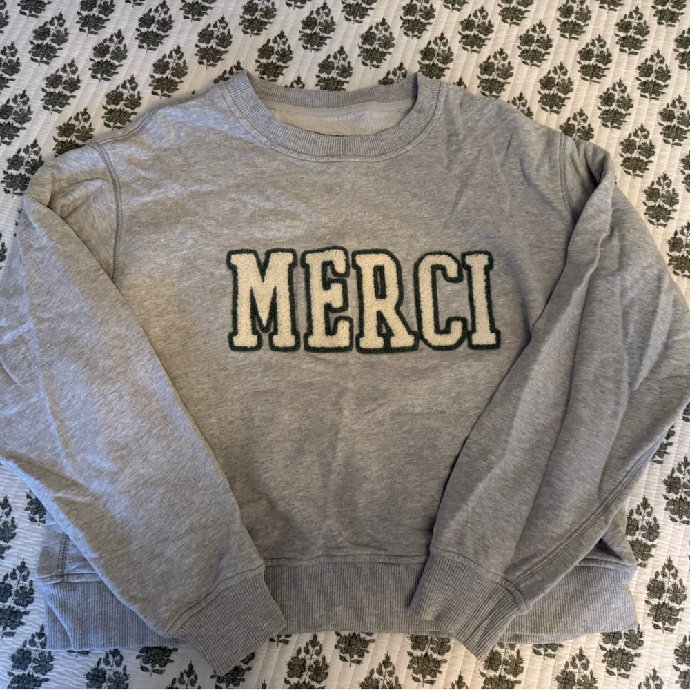 Aerie Embroidered Merci Cropped Sweatshirt